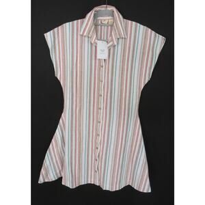Nwt ROXY Beachward Women S 100% Cotton Button Up Mini Shirt Dress